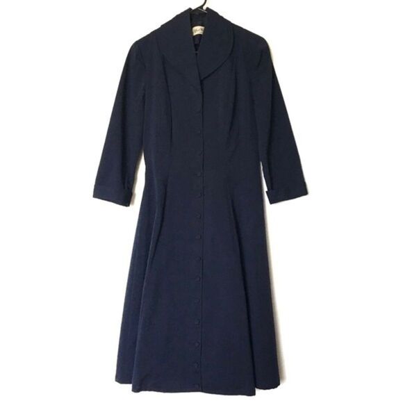 Vintage Dresses & Skirts - Vintage Alfred Werber Dress Navy Blue Size 8